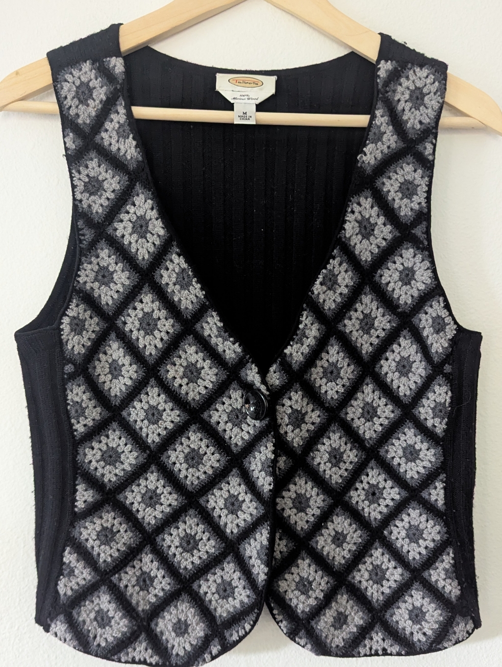 Talbots Black Ribbed Merino Wool Sweater